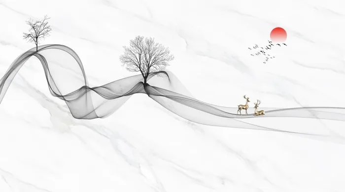 飘带 太阳 大理石纹背景图片(9638x5669)psd模版下载