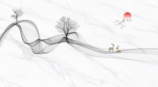 飘带 太阳 大理石纹背景图片