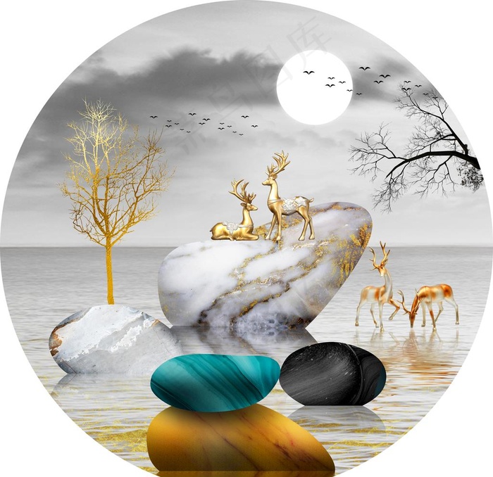 圆框晶瓷画图片