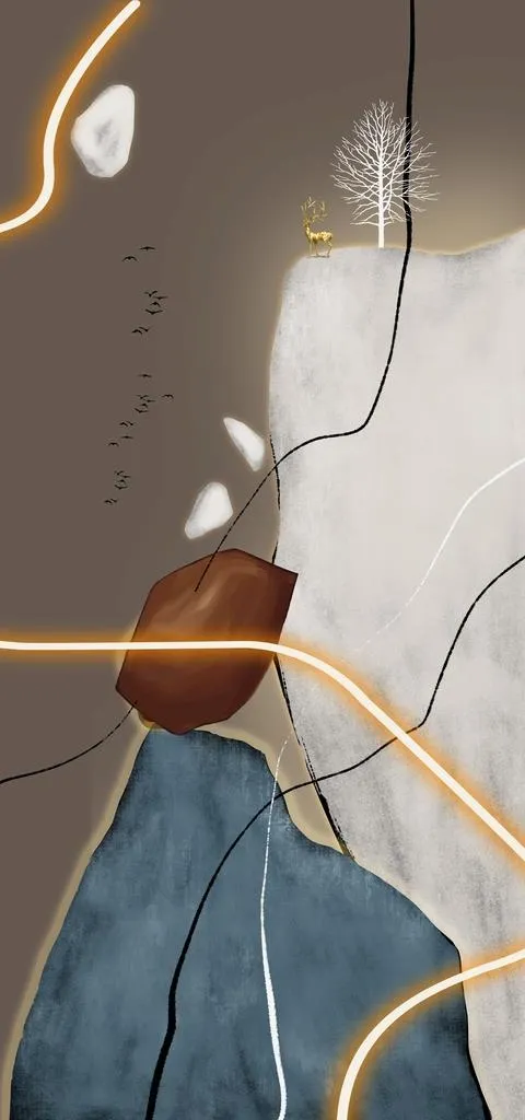 抽象纹理色块线条装饰画图片(4921x9843)psd模版下载