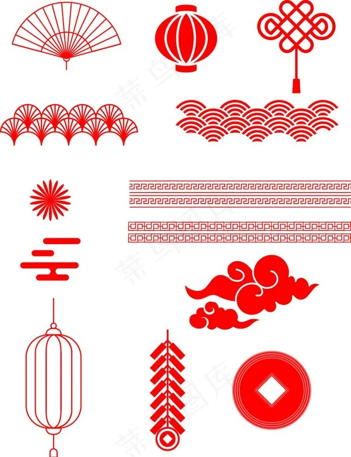 中国风花纹元素图片ai矢量模版下载
