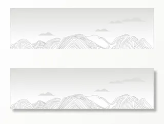 手绘线条山峦图片