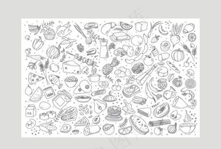 美食手绘背景图片