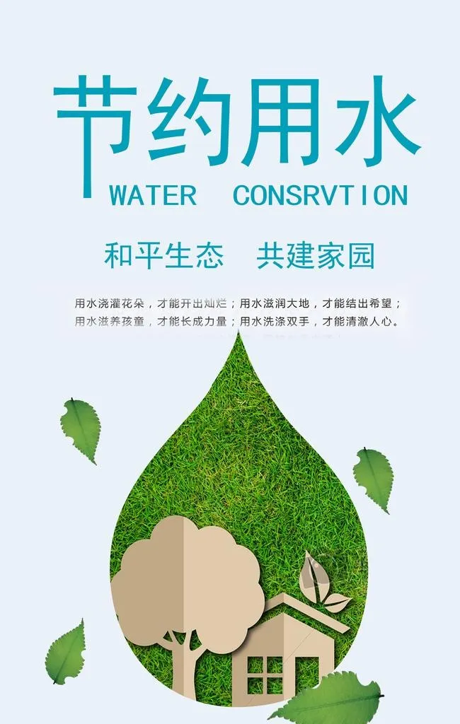 节约用水海报图片(3988x5987)psd模版下载