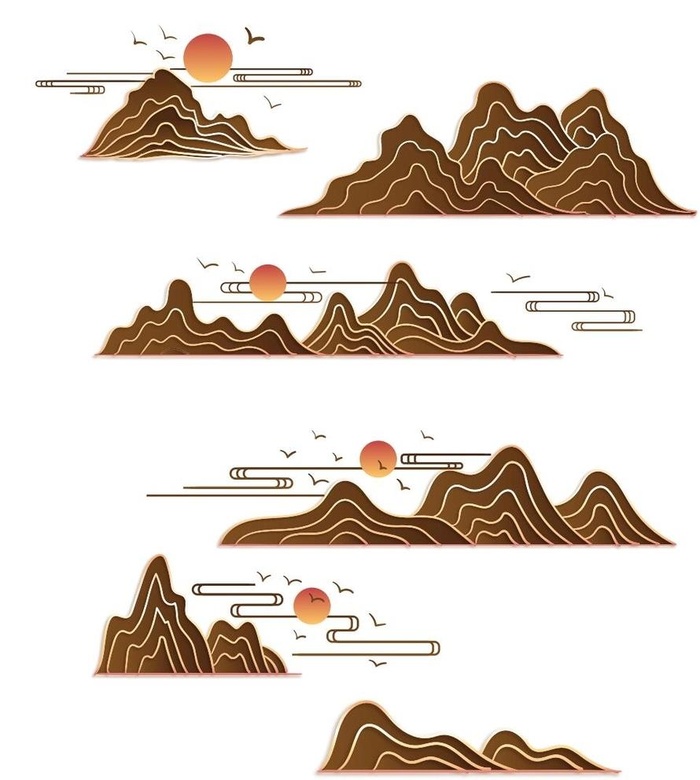 古风传统山纹线条素材图片ai矢量模版下载