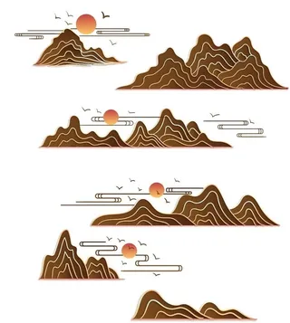 古风传统山纹线条素材图片