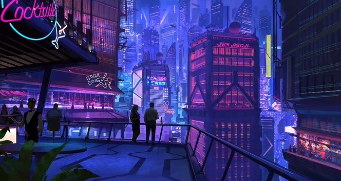 赛博朋克风未来科技插画图片