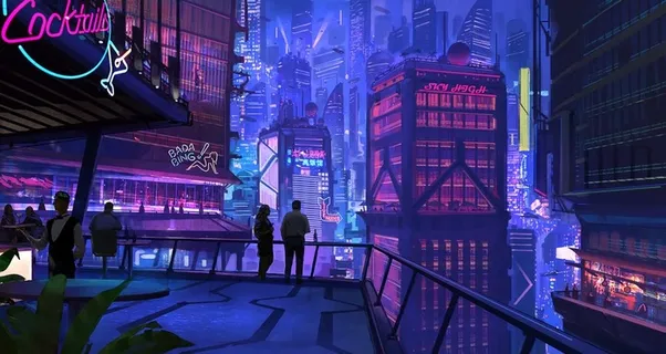 赛博朋克风未来科技插画图片