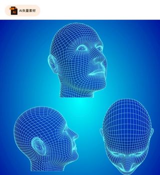 3D立体人物头像矢量素材图片