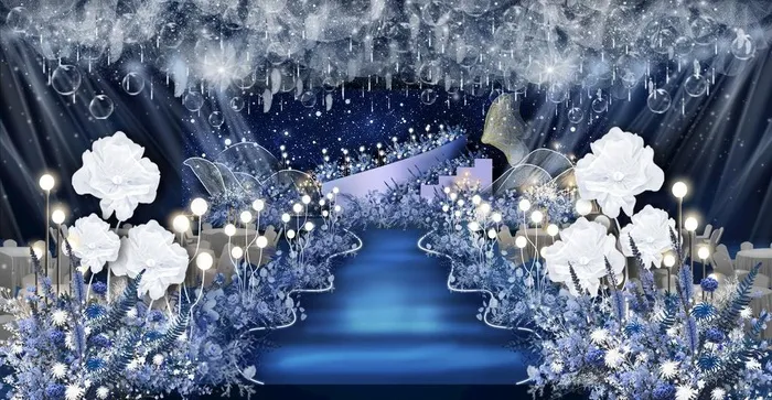 蓝色星空婚礼图片(2945x1620)psd模版下载
