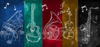个性手绘音符乐器背景墙图片