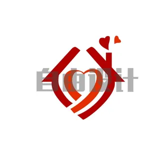 房产logo 房子 心型标志图片