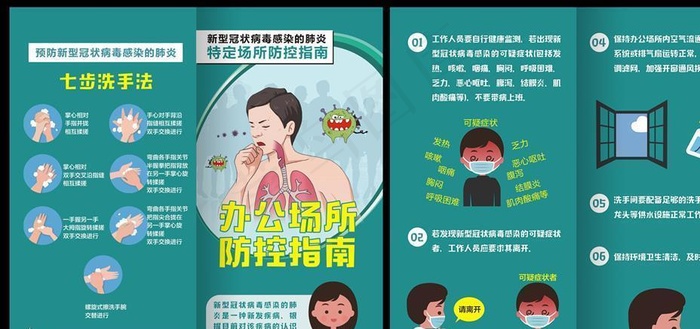 新冠病毒办公场所防控指南对折页图片