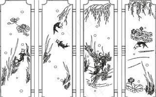 矢量手绘中国风屏风图片