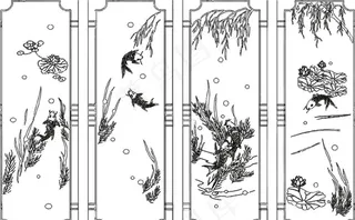 矢量手绘中国风屏风图片