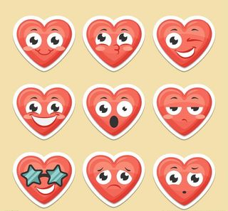 9款红色大眼睛爱心表情矢图片