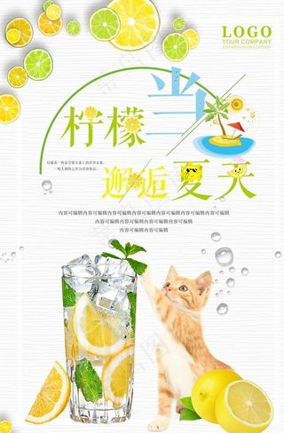 柠檬汁 鲜榨果汁 饮品海报图片