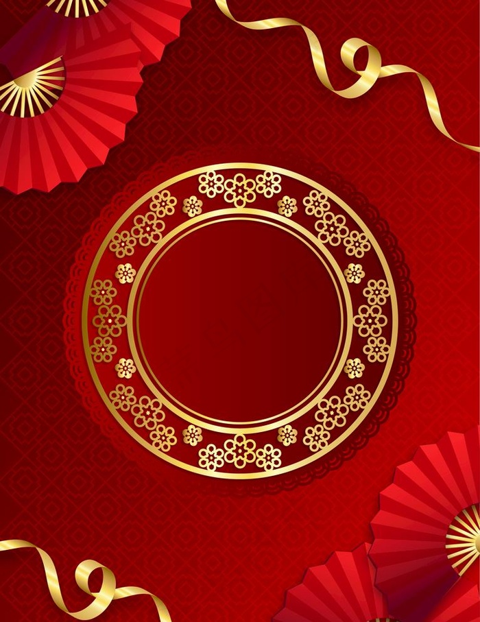 中国传统红色背景图片ai矢量模版下载