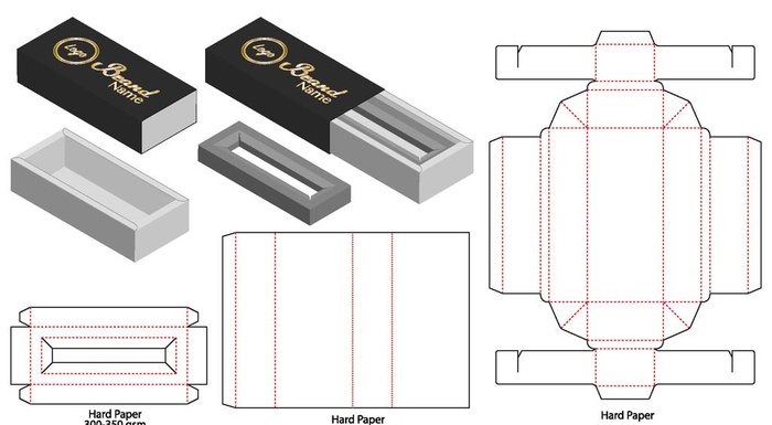 内衬托高级双层包装盒展开图图片