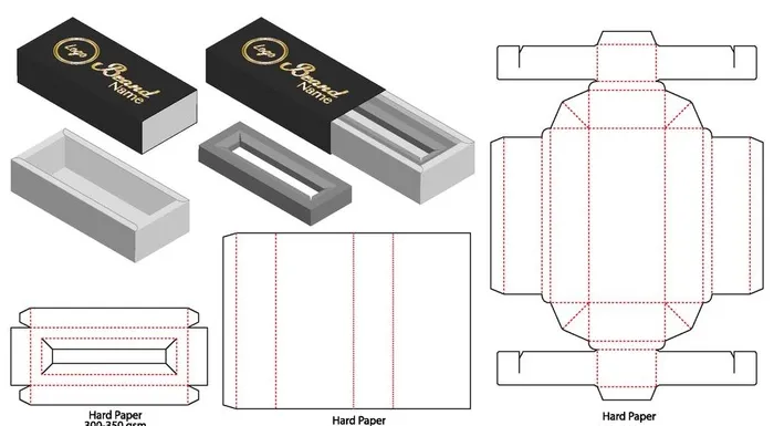 内衬托高级双层包装盒展开图图片ai矢量模版下载