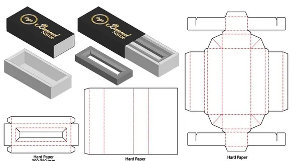 内衬托高级双层包装盒展开图图片