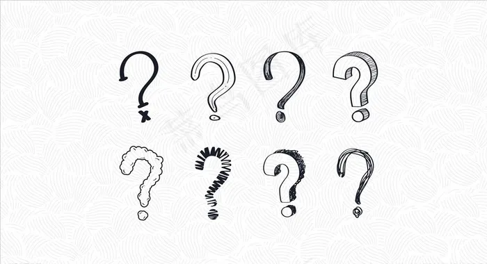 矢量卡通手绘问号曲线底纹图片ai矢量模版下载