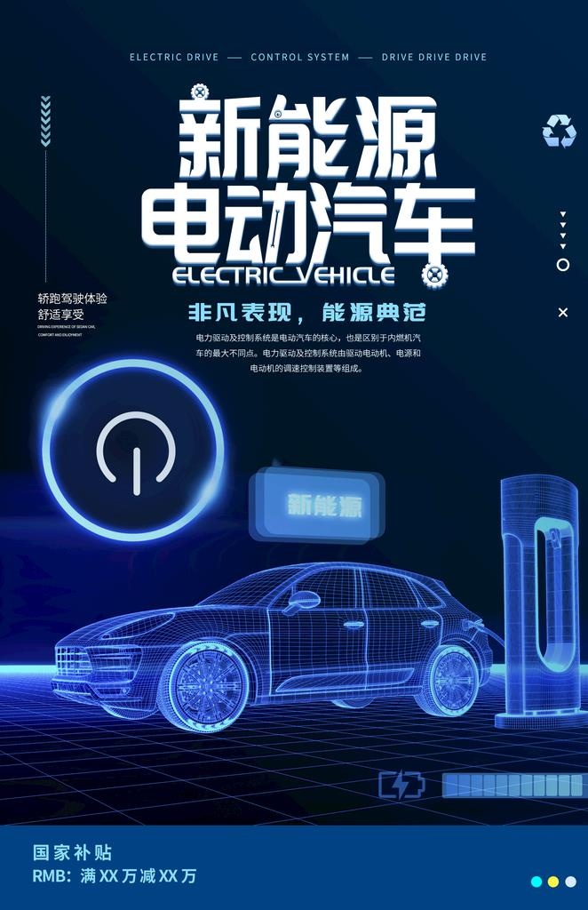 新能源电动汽车海报图片(2362x3484)psd模版下载