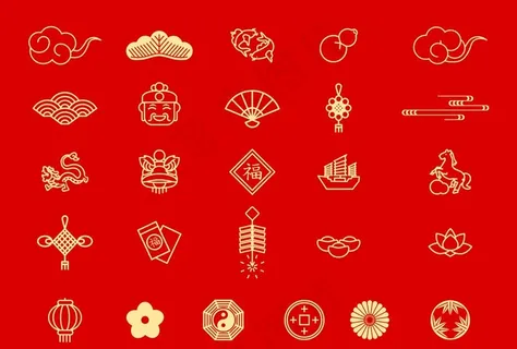 新年喜庆节日图标 矢量素材图片