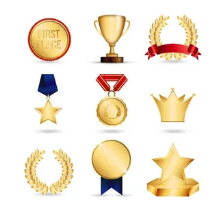 矢量奖牌奖杯皇冠勋章图片