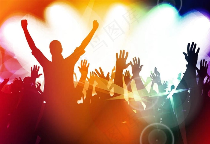 舞会狂欢人物剪影图片