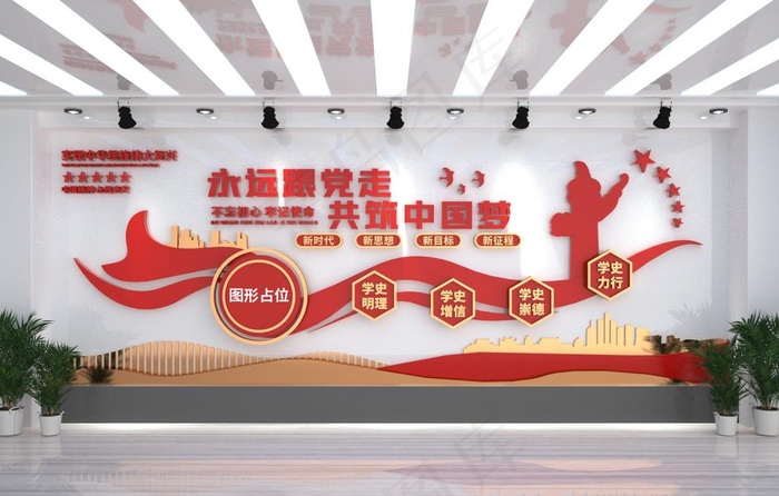 不忘初心牢记使命党建文化墙图片