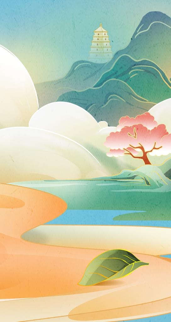 国潮宣传海报插画背景图片