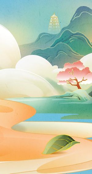 国潮宣传海报插画背景图片