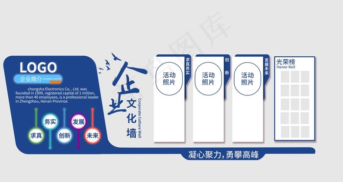 企业文化墙图片psd模版下载