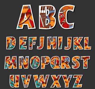 彩色乐器贴纸字母图片