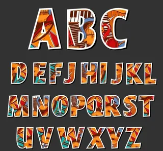 彩色乐器贴纸字母图片