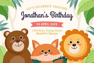 卡通熊狐狸狮子森林海报图片