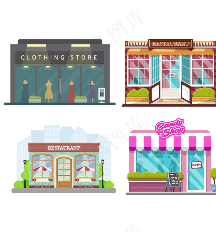 手绘卡通商店图片