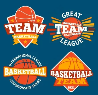 橙色篮球元素标签图片