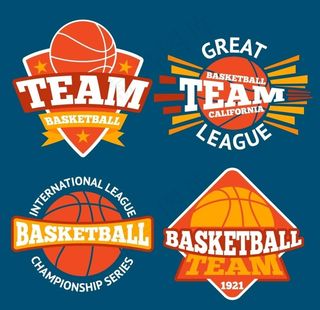 橙色篮球元素标签图片