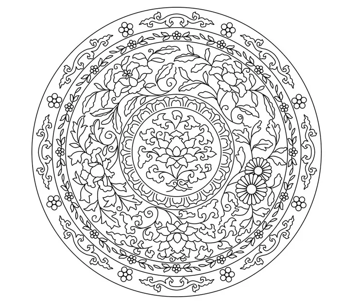 牡丹缠枝花卉纹图片ai矢量模版下载