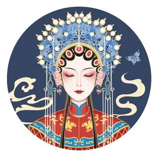 国潮手绘京剧人物图片