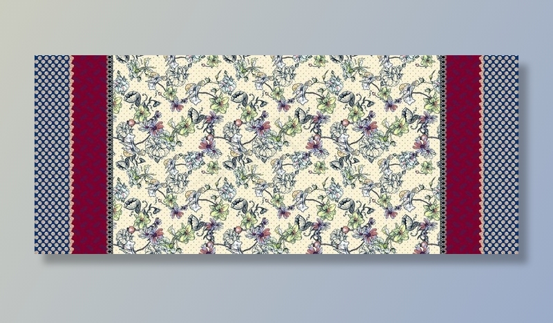 大牌 双边定位花 数码印花图片