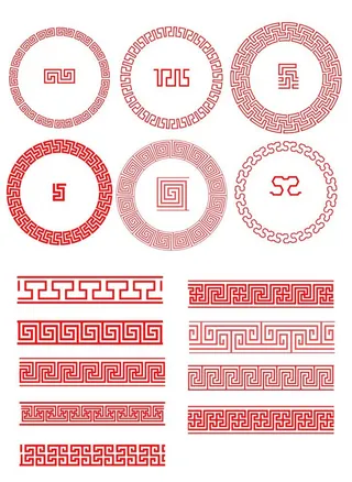 中国古风圆形花边框花纹图片