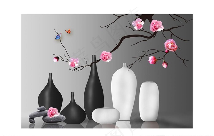 花卉装饰画图片psd模版下载