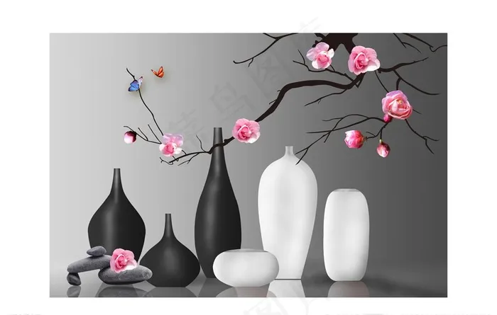花卉装饰画图片psd模版下载