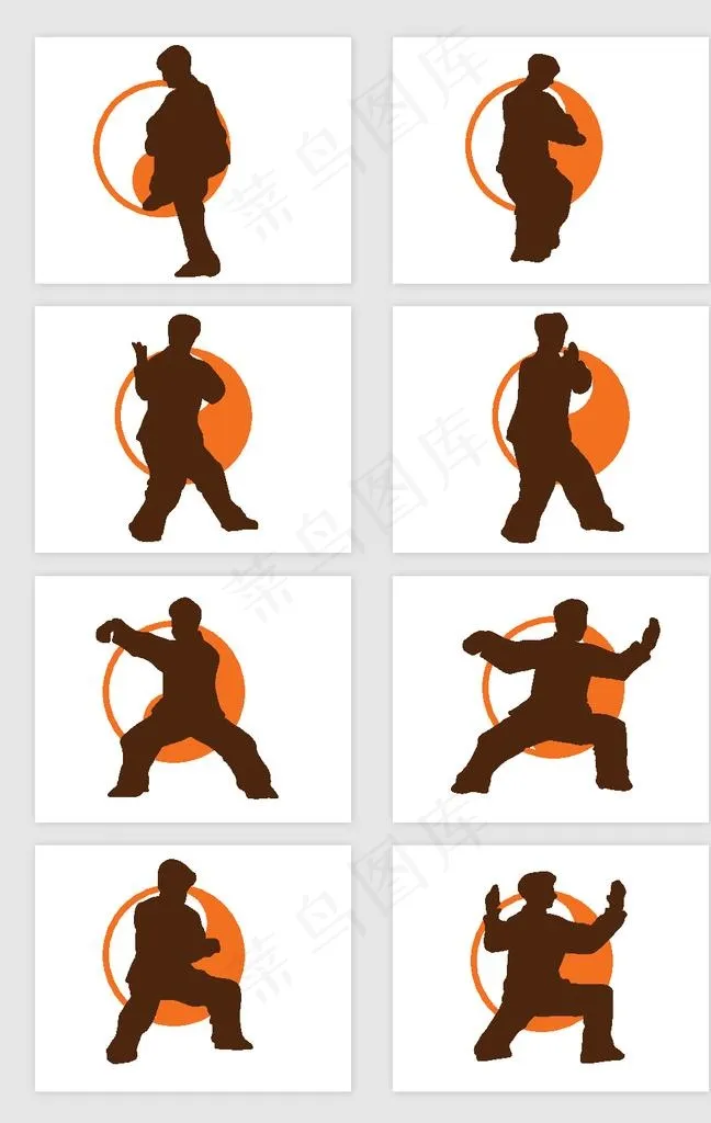 太极人物剪影矢量图片ai矢量模版下载