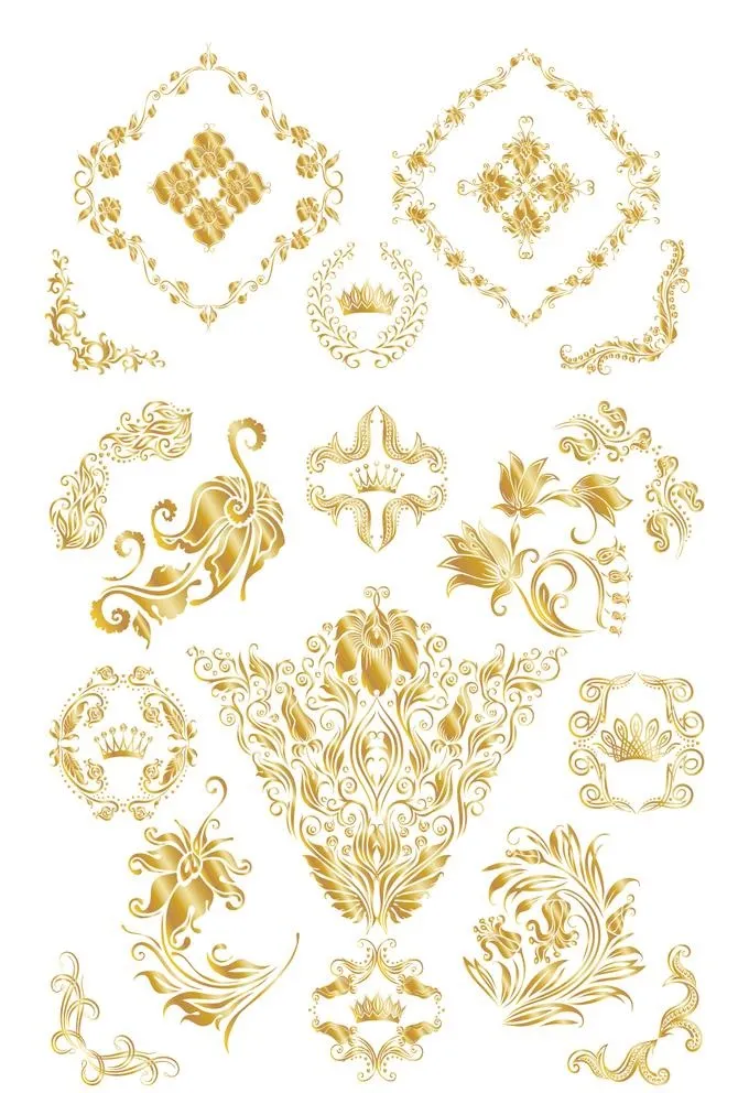 金色花纹图片ai矢量模版下载