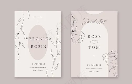 手绘风婚礼请柬图片