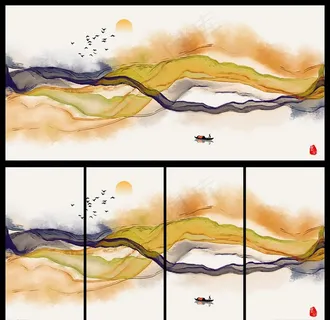 新中式抽象意境水墨画图片